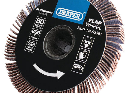 Draper Aluminium Oxide Flap Wheel, 5 x 60mm, 80 Grit 93361 Draper - Town Tools