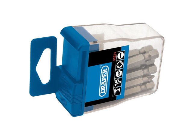 Draper Assorted Insert Bits in Plastic Storage Case, 1/4" Hex (15 Piece) Draper - Town Tools