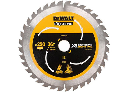 Dewalt Power Tools Extreme Runtime FlexVolt Mitre Saw Blade 250 x 30mm x 36T DeWALT Power Tools - RockBottom Northampton
