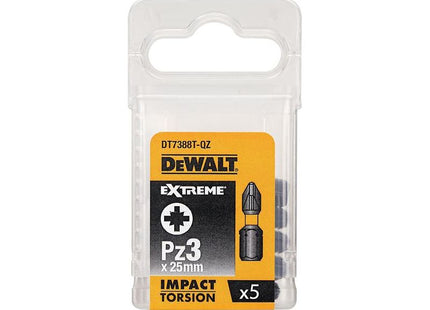 Dewalt Power Tools Extreme Impact Torsion Bits PZ3 x 25mm (Pack 5) DeWALT Power Tools - RockBottom Northampton