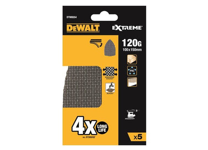 DeWALT Power Tools EXTREME Mesh Delta Sander Sheet 100 x 150mm 120G (Pack 5) DeWALT Power Tools - RockBottom Northampton