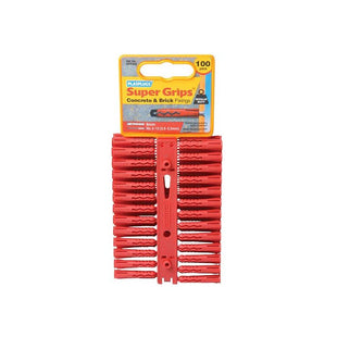 Plasplugs SRP 502 Solid Wall Super Grips™ Fixings Red (100) Plasplugs - RockBottom Nothampton