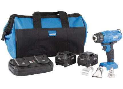 Draper D20 20V Heat Gun, 2 x 3.0 Ah Batteries, 1 x Twin Charger, 1 x Bag 99738 Draper - Town Tools