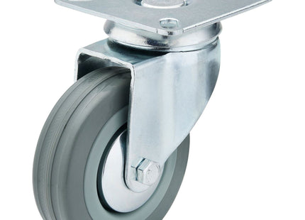 Draper Swivel Plate Fixing Rubber Castor, 75mm Diameter, S.W.L. 70kg Draper - Town Tools