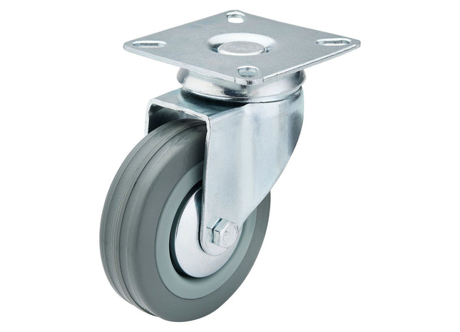 Draper Swivel Plate Fixing Rubber Castor, 75mm Diameter, S.W.L. 70kg Draper - Town Tools