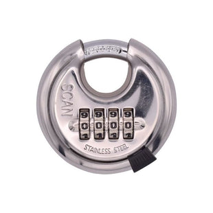 Scan Stainless Steel Disk Type Combination Padlock 70mm Scan - RockBottom Nothampton