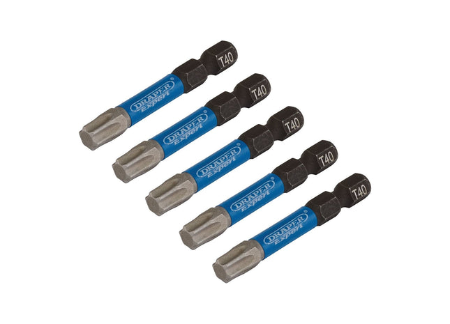 Draper Expert TX-STAR Impact Screwdriver Bits, T40 x 50mm, 1/4" Hex (Pack of 5) Draper - Town Tools