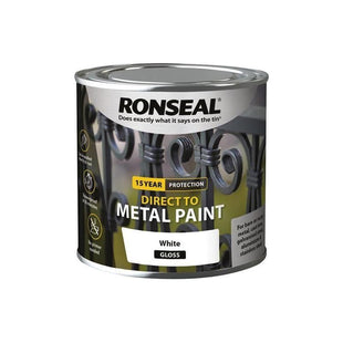 Ronseal Direct to Metal Paint White Gloss 250ml Ronseal - RockBottom Nothampton
