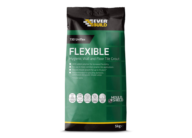 EVERBUILD 730 Universal Flexible Hygienic Wall & Floor Tile Grout White 5kg