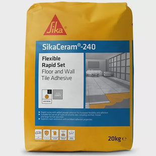 SikaCeram -240 Flexible Rapid Set Floor and Wall Tile Adhesive 20kg grey