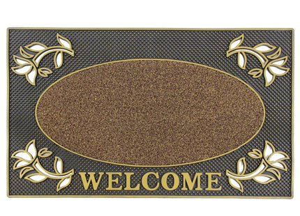 JVL Welcome Pin Scraper Mat 45x75cm Gold