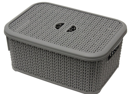 Jvl Loop Rectangular Basket + Lid 6L Grey