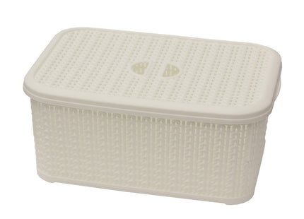 Jvl Loop Rectangular Basket + Lid 6L White