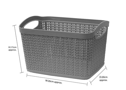 Jvl Loop Rectangular Basket 6.6L Grey