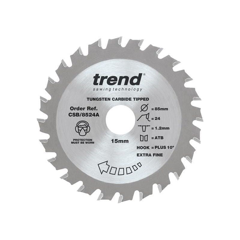 Trend CraftPro Mini Saw Blade 85 x 15mm x 24T Trend - RockBottom Northampton