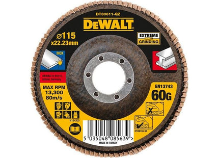 Dewalt Power Tools Extreme Flap Disc 115 x 22.2mm 60G DeWALT Power Tools - RockBottom Northampton