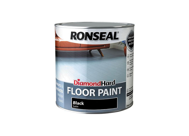 Ronseal Diamond Hard Floor Paint Satin Black 2.5 litre Ronseal - RockBottom Nothampton