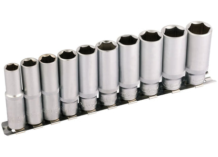 Draper Deep Socket Set on Metal Rail, 3/8" Sq. Dr. (10 Piece) Draper - Town Tools