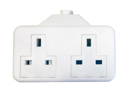 Smj White Trailing Extension Socket 13A 2-Gang SMJ - RockBottom Nothampton