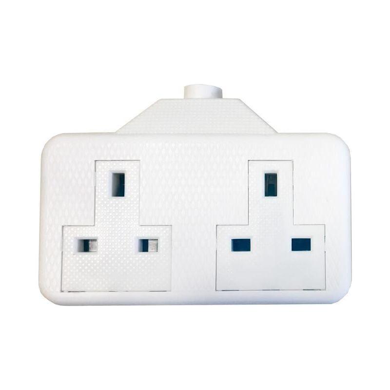Smj White Trailing Extension Socket 13A 2-Gang SMJ - RockBottom Nothampton