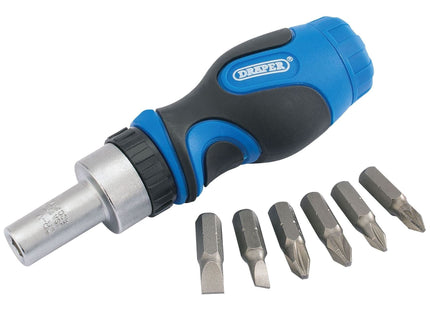 Draper Stubby Ratchet Screwdriver and Bit Set (7 Piece) 01050 Draper - Town Tools 