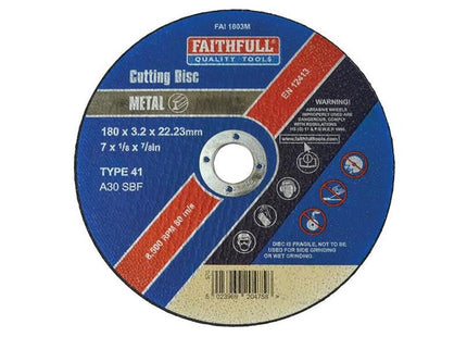 Faithfull Metal Cut Off Disc 180 x 3.2 x 22.23mm Faithfull - RockBottom Northampton