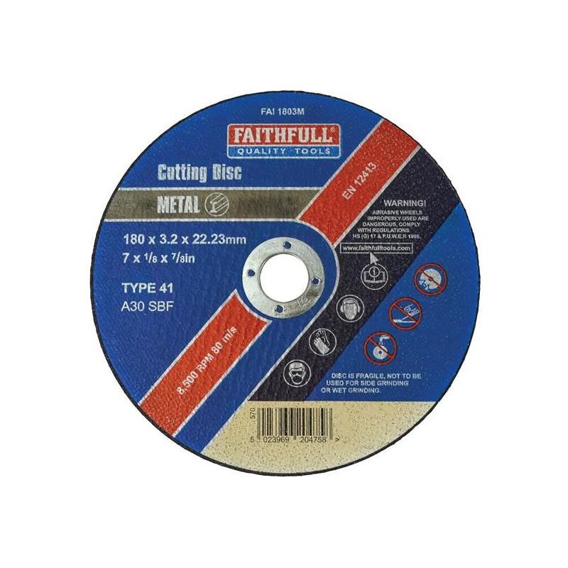 Faithfull Metal Cut Off Disc 180 x 3.2 x 22.23mm Faithfull - RockBottom Northampton