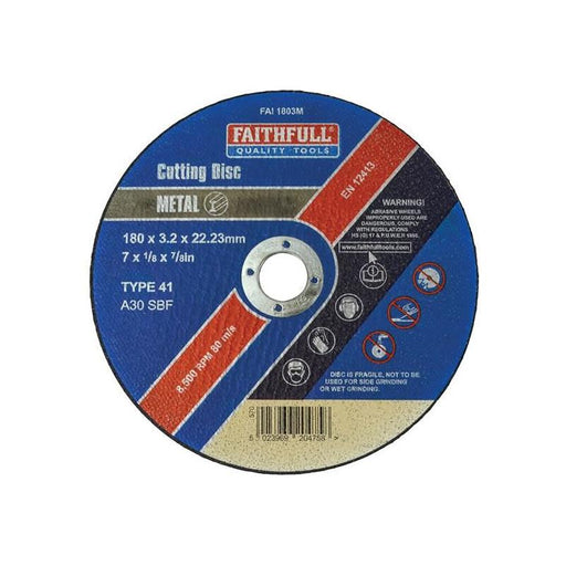 Faithfull Metal Cut Off Disc 180 x 3.2 x 22.23mm Faithfull - RockBottom Northampton