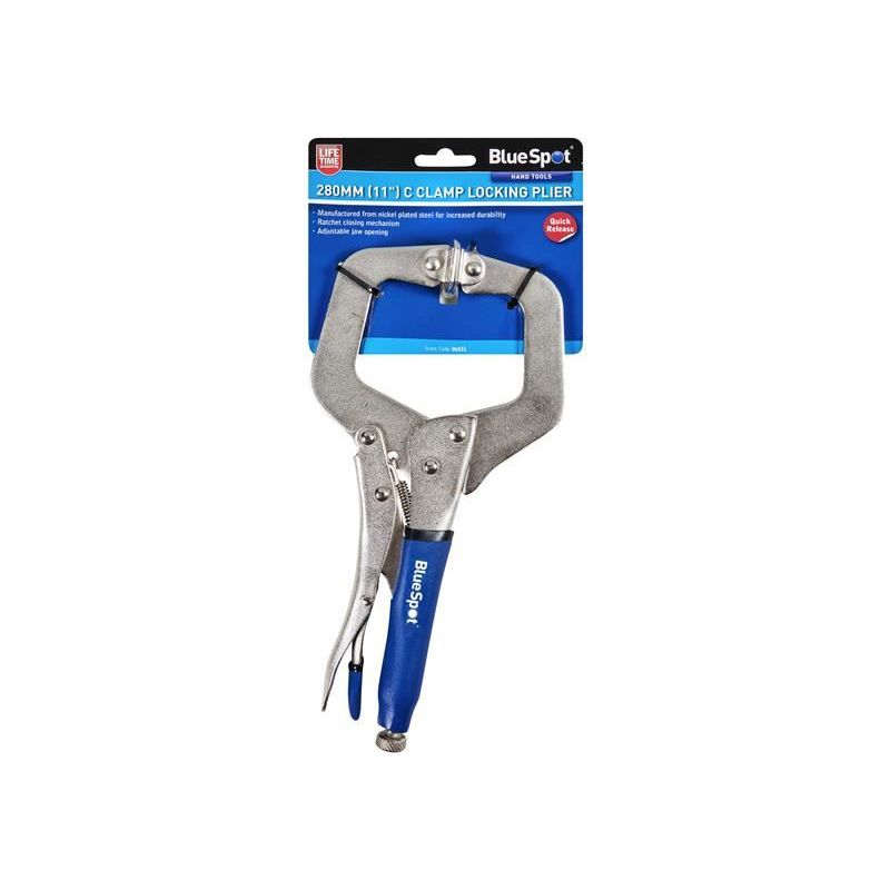 Bluespot Tools Locking C-Clamp with Swivel Pads 280mm (11in) BlueSpot Tools - RockBottom Northampton
