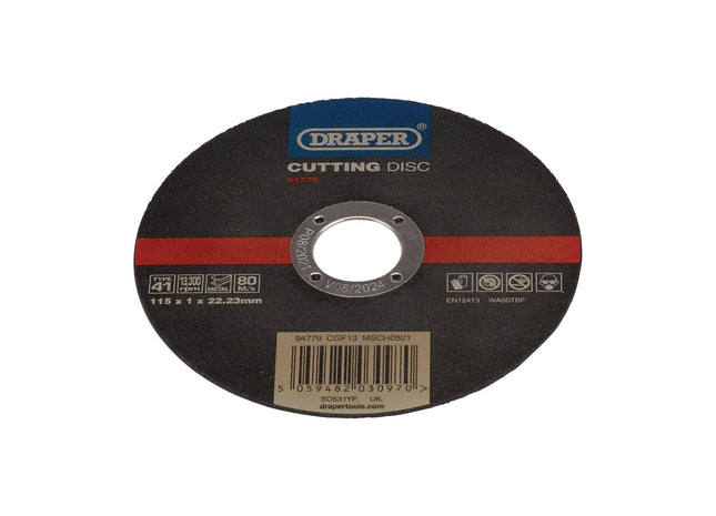 Draper Stainless-Steel/Inox Metal Cutting Disc, 115 x 1 x 22.23mm 94779 Draper - Town Tools 