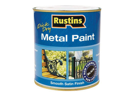 Rustins Quick Dry Metal Paint Smooth Satin Black 500ml Rustins - RockBottom Nothampton
