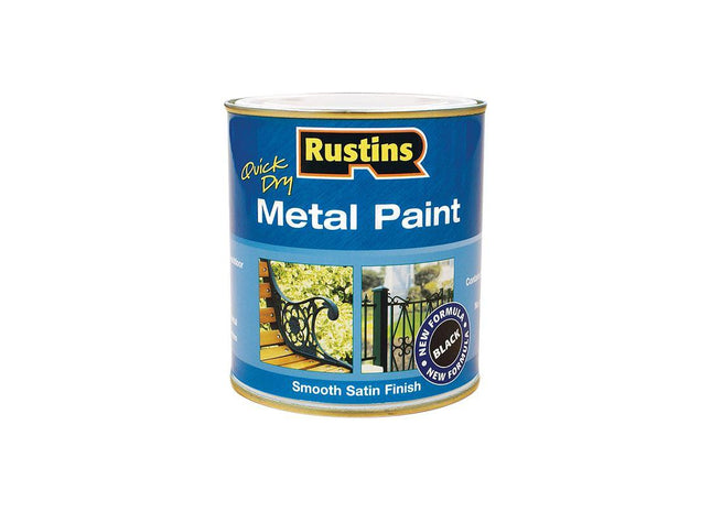 Rustins Quick Dry Metal Paint Smooth Satin Black 500ml Rustins - RockBottom Nothampton
