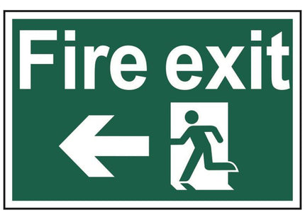 Scan Fire Exit Running Man Arrow Left - PVC Sign 300 x 200mm Scan - RockBottom Nothampton