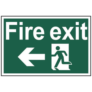 Scan Fire Exit Running Man Arrow Left - PVC Sign 300 x 200mm Scan - RockBottom Nothampton