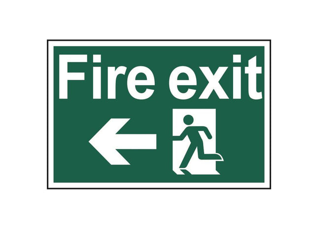 Scan Fire Exit Running Man Arrow Left - PVC Sign 300 x 200mm Scan - RockBottom Nothampton