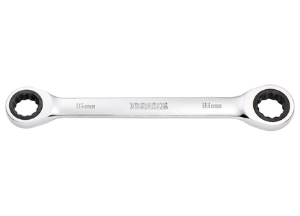 Draper Draper HI-TORQ Metric Double Ratchet Ring Spanner, 16 x 18mm Draper - Town Tools
