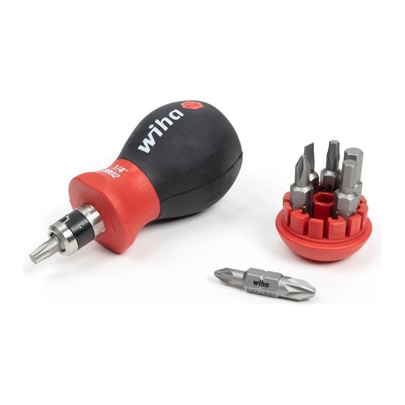 Wiha Magnetic SoftFinish® Stubby Screwdriver with Bit Magazine (PH, PZ) Wiha - RockBottom Northampton
