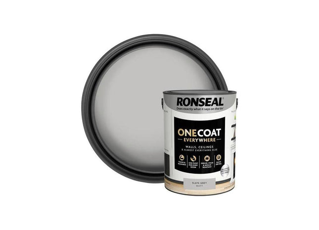 Ronseal One Coat Everywhere Interior Slate Grey Matt 5 litre Ronseal - RockBottom Nothampton