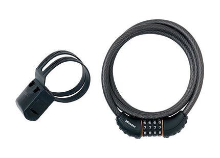 Master Lock Black Braided Steel Combination Cable 1.8m x 10mm Master Lock - RockBottom Northampton