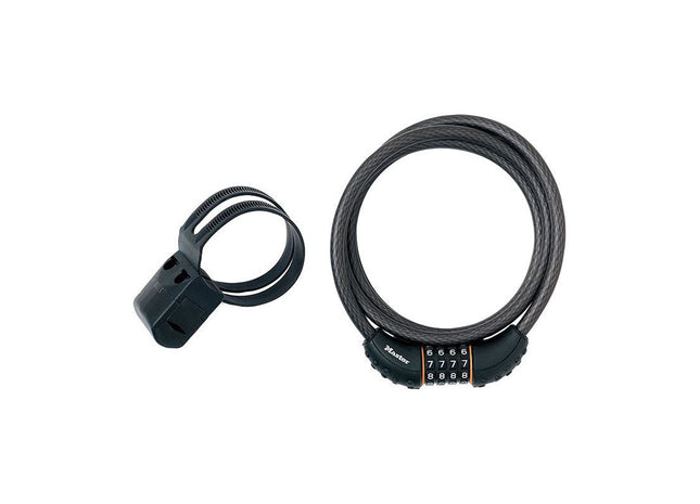 Master Lock Black Braided Steel Combination Cable 1.8m x 10mm Master Lock - RockBottom Northampton