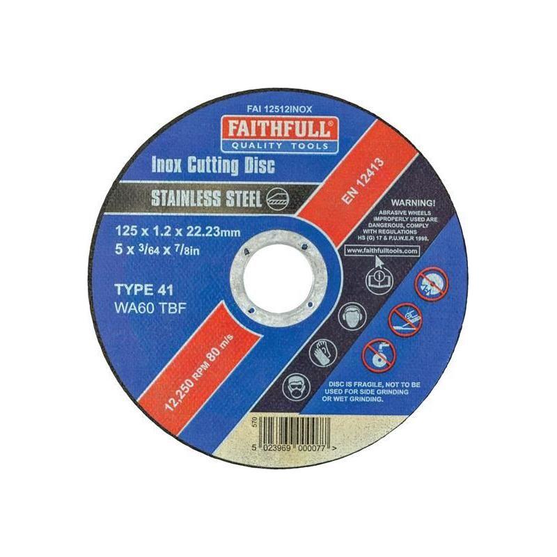 Faithfull Inox Cutting Disc 125 x 1.2 x 22.23mm Faithfull - RockBottom Northampton