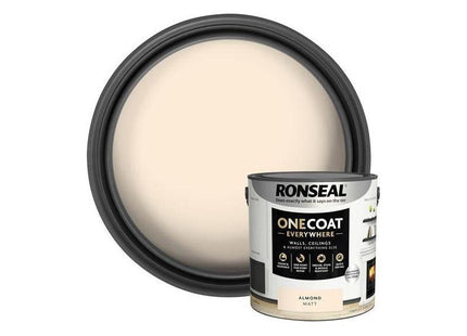 Ronseal One Coat Everywhere Interior Paint Almond Matt 2.5 litre Ronseal - RockBottom Nothampton