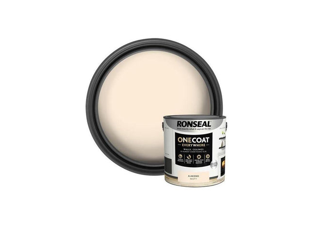 Ronseal One Coat Everywhere Interior Paint Almond Matt 2.5 litre Ronseal - RockBottom Nothampton