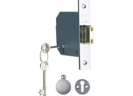 Yale Locks PM562 Hi-Security BS 5 Lever Mortice Deadlock 68mm 2.5in Polished Chrome Yale Locks - RockBottom Northampton
