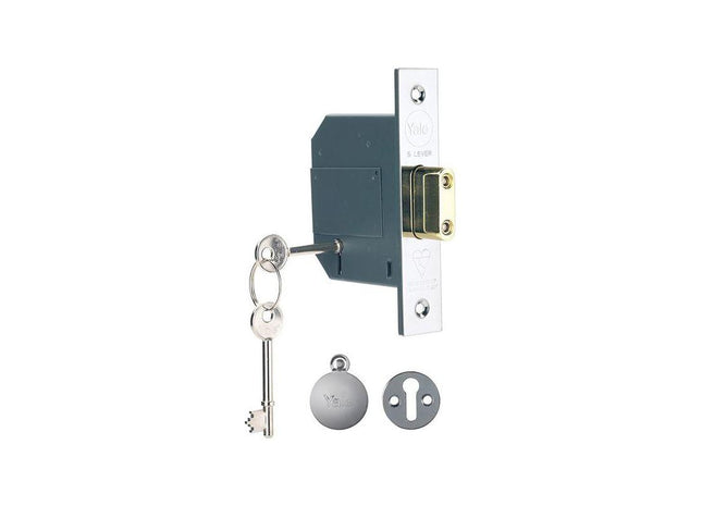 Yale Locks PM562 Hi-Security BS 5 Lever Mortice Deadlock 68mm 2.5in Polished Chrome Yale Locks - RockBottom Northampton