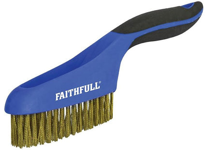 Faithfull Scratch Brush Soft Grip 4 x 16 Row Brass Faithfull - RockBottom Northampton