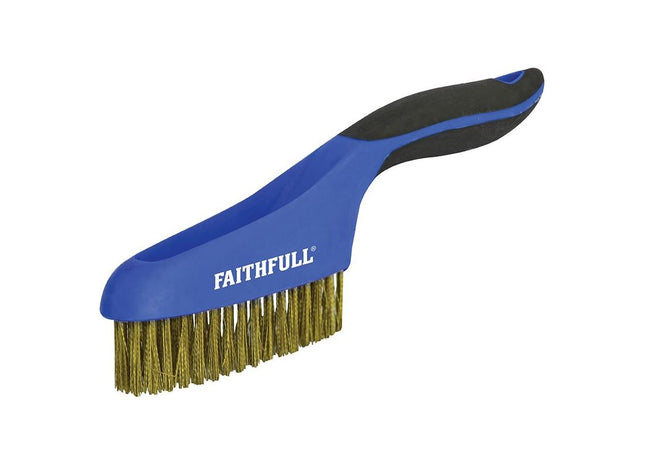 Faithfull Scratch Brush Soft Grip 4 x 16 Row Brass Faithfull - RockBottom Northampton
