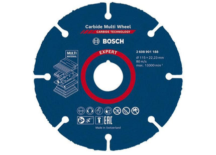 Bosch Powertool Accessories EXPERT Carbide Multi Wheel Cutting Disc 115 x 22.23mm Bosch Powertool Accessories - RockBottom Northampton