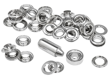 Rapid Eyelets 12 x 23mm (25) + Metal 2 Piece Anvil Rapid - RockBottom Nothampton