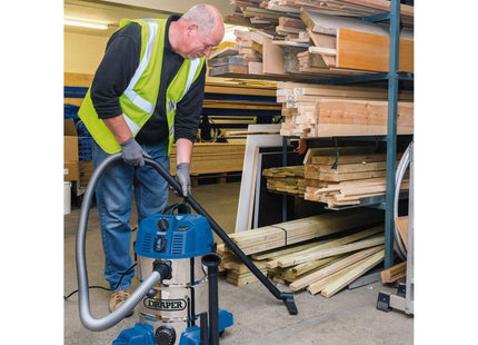 Draper 230V Wet and Dry Vacuum Cleaner with Stainless Steel Tank and Integrated Draper - Town Tools 